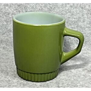 VINTAGE Fire King Anchor Hocking D Handle Mug Ribbed Bottom USA‎ Milk Glass MCM